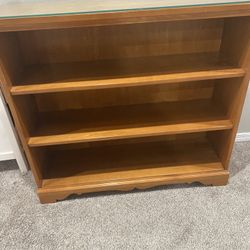 Solid Wood Glass Top Bookshelf 