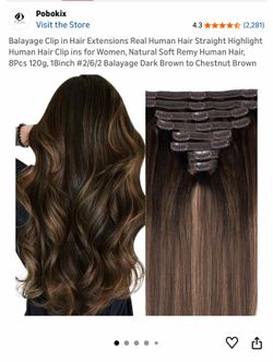 NEW 18” Balayage Clip-In Human Hair Extensions – 8 Piece Set