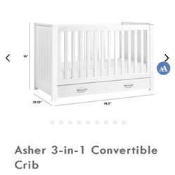 Davincibaby Asher 3 In 1 Convertible Crib