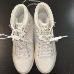  Guess Mens Million High-top Sneakers White Multi Leather Sz 9.5 Style GMMILlION