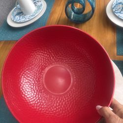 Large Red Salad & Fruits Or Chips Serving Bowl