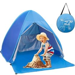 Pop Up Beach Tent Shade Sun Shelter UPF 50+ Canopy Cabana 2-3 Person for Adults Baby Kids Outdoor Activities Camping Fishing Hiking Picnic Touring (Bl