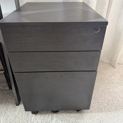 3 Drawers Wood Mobile File Cabinet With Casters (Walnut)