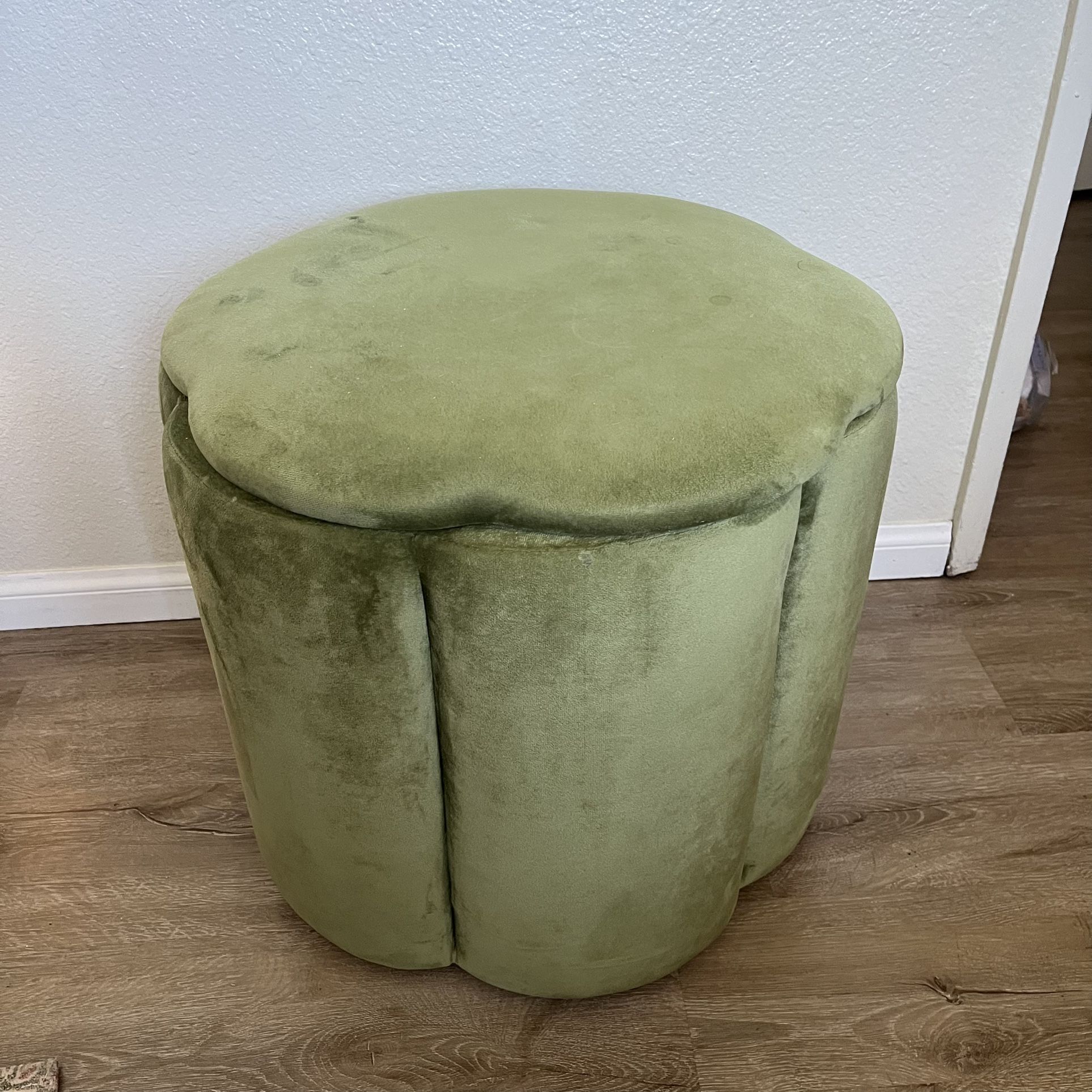 velvet green storage stool