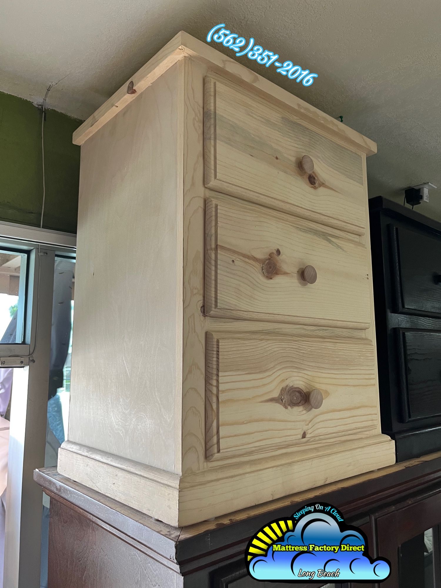 Three Drawer Pinewood Nightstand Chest Dresser Cajonera Comoda