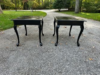 Pair of Black Queen Anne End Tables