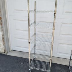 5 Tier Heavy Duty CHROME Rack Shelf 18"x18"x57" with Wheels