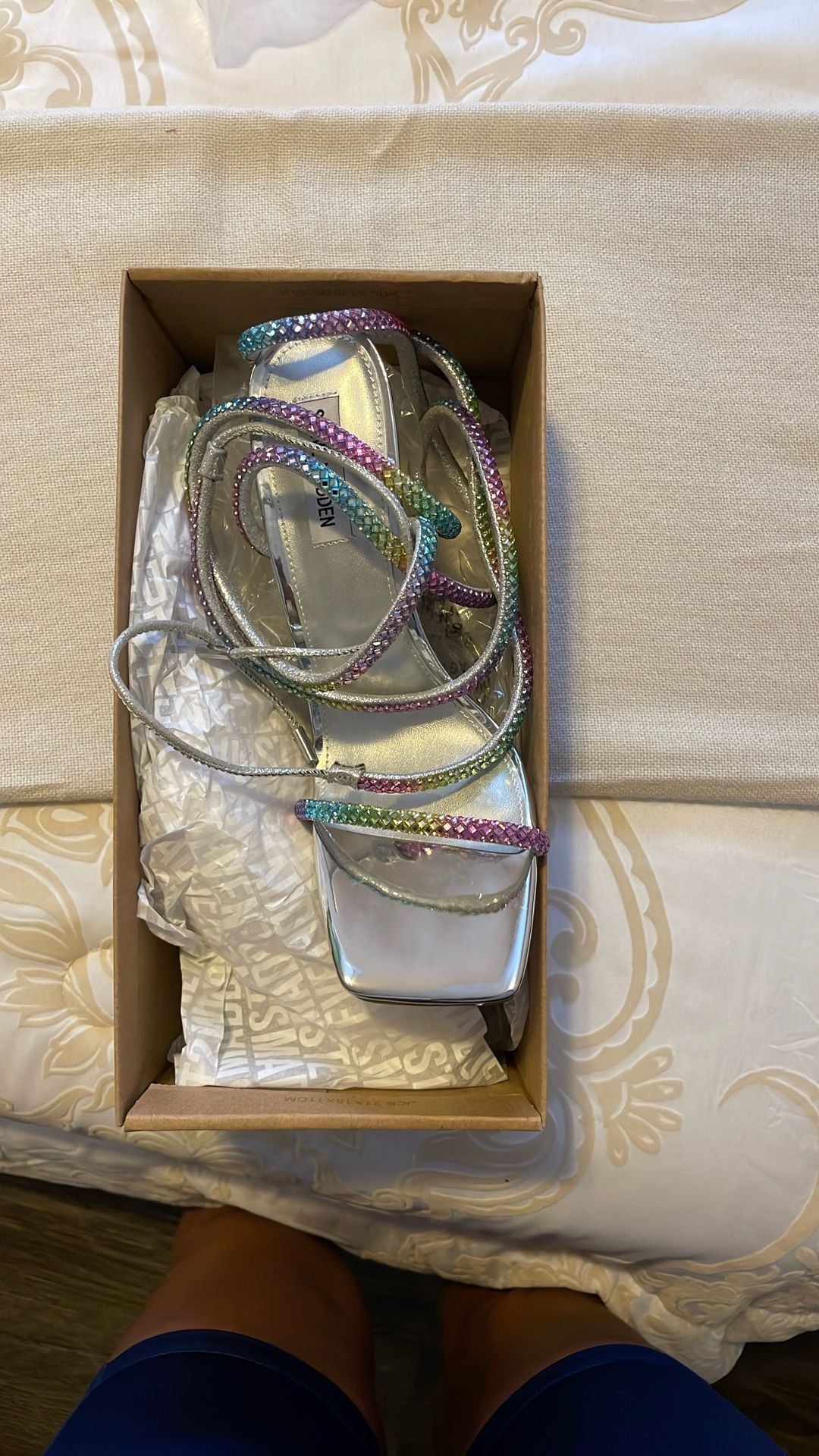 STEVE MADDEN RAINBOW HIGH LACE UP SILVER