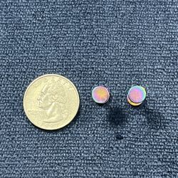 Rainbow Chrome Faux Plug Earrings 