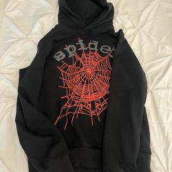 Spider Hoodie Black/red Grey Puff Print 