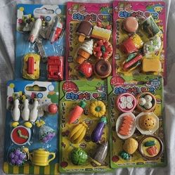 Sets Of 6 Cute Foods, Vehicles And Activities Set