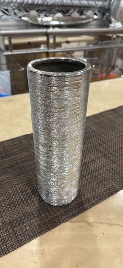 Silver Textured Cylinder Vase