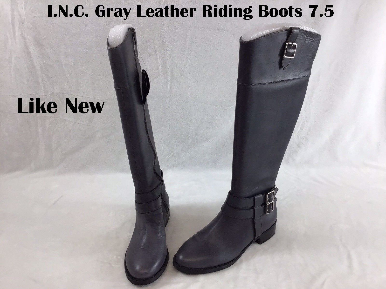 International Concepts I.N.C. Gray Leather Riding Boots Size 7.5M