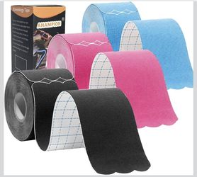 Kinesiology Tape Pro Athletic Sports (3 Rolls,60 Precut Strips) Waterproof Breathable Latex Free Tape for Ankle Wrists Knees Elastic Running Tennis Sw