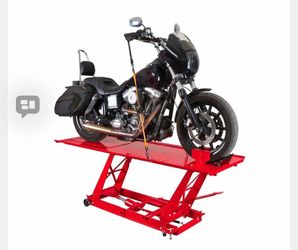 Pittsburg red motorcycle lift from harbor freight