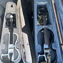 White and Black Electric Violins $160 Each Firm