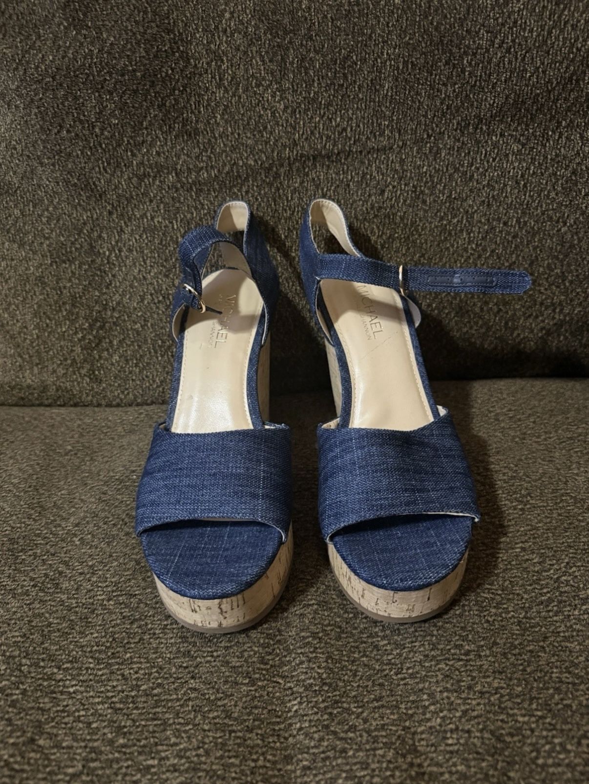 Michael by Michael Shannon Denim Platform Cork Wedges Size 11