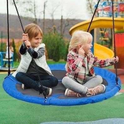 New 48" Saucer Swing 360° Rotate Adjustable Hanging Ropes Outdoor Web Swing Tree Swing for Kids, Tee