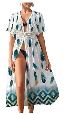 White Peacock Crochet Tied Chiffon Chic Swimwear Cover Up/Cardigan