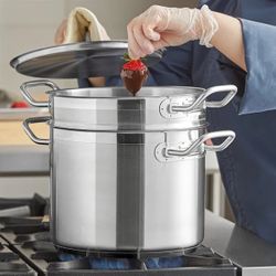 2- 8 Quart Heavy Duty Stainless Steel Double Boilers Like New
