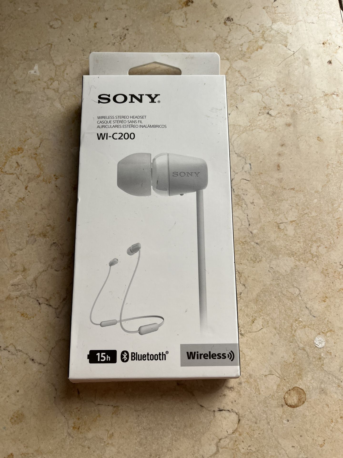 NEW SONY WI-C200 WIRELESS STEREO HADSET COLOR: WHITE FAST FREE SHIPPING 