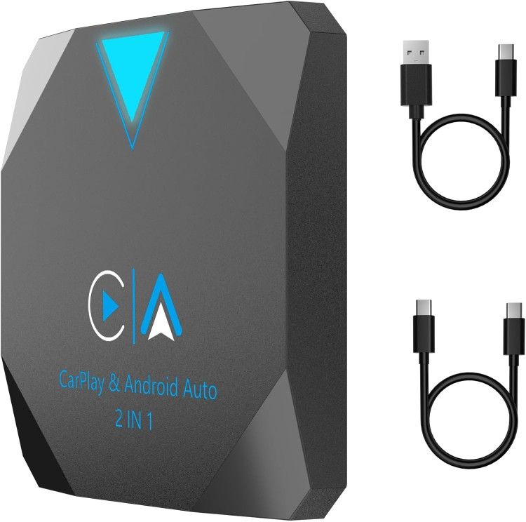 Android Auto Wireless Adapter, 2 in 1 Wireless CarPlay Adapter for iPhone, CarPlay Wireless Adapter Convert Wired to Wireless, Plug & Play for Factory