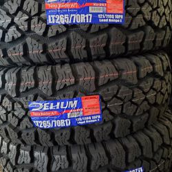 (4) 265/70r17 Delium A/T Tires 265 70 17 Inch AT 10-ply LT E Rated 
