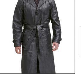 Men Leather Trench Coat