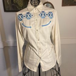 Cream Pearl Snap Western Top