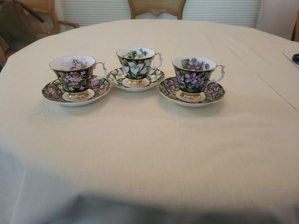 Royal Albert Bone China - Set Of 3 Cups & Saucers