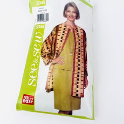 5345 See & Sew Sewing Pattern UNCUT Sz Misses 8-12 long jacket top skirt 90s VTG