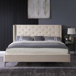  King size Velvet Bed Frame Upholstered Platform Bed