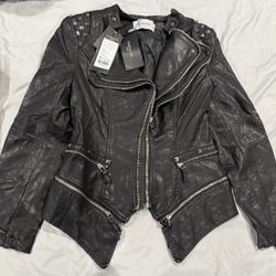 Fashion SX Women's Punk Studded Faux-alligator Print Pattern PU Leather Jackets Zipper Moto Biker Coat