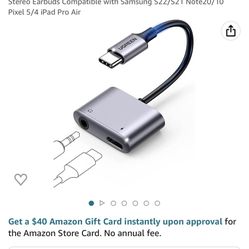 UGREEN USB C to 3.5mm Headphone and Charger Adapter 2 in 1 Type C to Aux Audio Jack with PD 60W Fast Charging Dongle for Stereo Earbuds Compatible wit