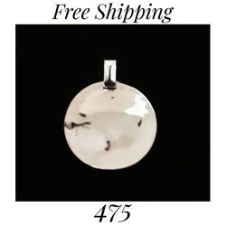 52mm RLM STUDIOS, Robert Lee Morris Heavy Solid Sterling Silver Concave Hammered "One World" Pendant. Mint