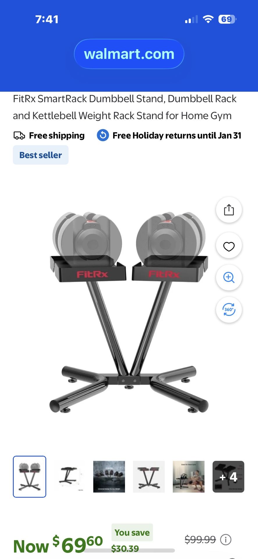 FitRx SmartRack Dumbbell Stand, Dumbbell Rack and Kettlebell Weight Rack Stand for Home Gym