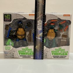 TMNT 40th Anniversary Ninja Turtles Original Sketch Figure SET Of 2 Playmates