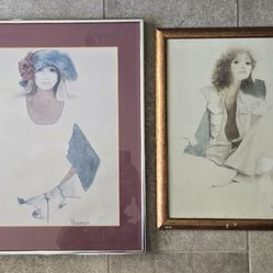 Lot (2) Christine Rosamond Framed Prints - Denim & Silk + Summer Mood