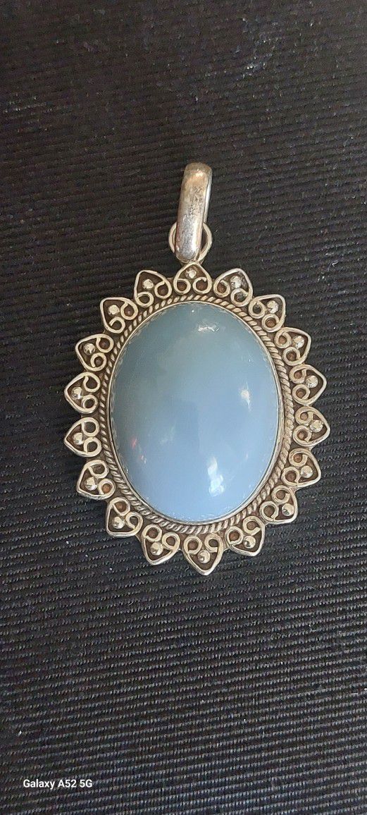 Sterling Silver Genuine Stone (Chalcedony?)