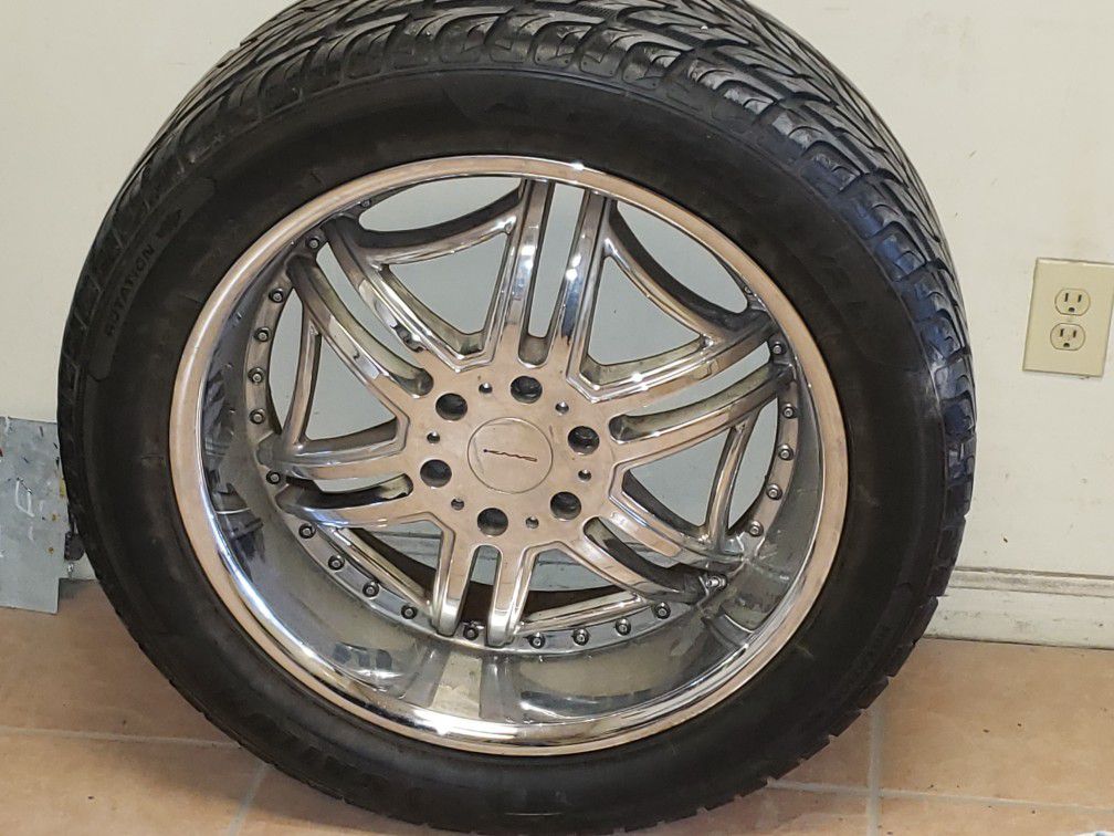 22" 6 Lug KMC Rims with Tires