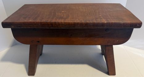 Antique Tiger Wood Cricket Footstool