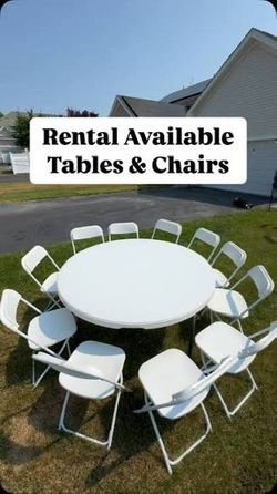 White Round Folding Table with Chairs
