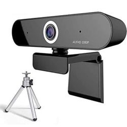 Webcam with Microphone and 1/4"-20 UNC Hole Mini Tripod Included- 1080P Mini Cam USB 2.0