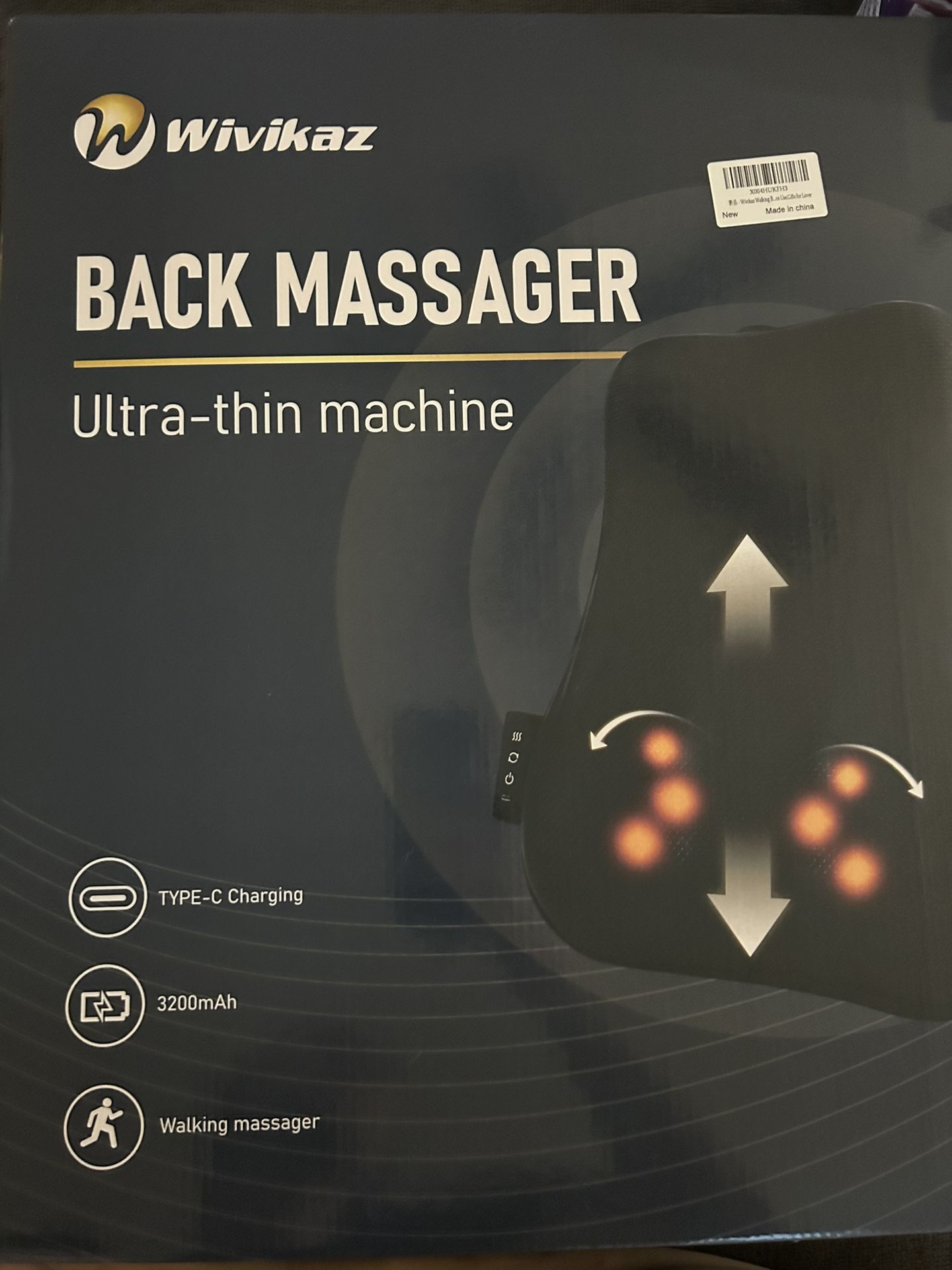 Walking Full Back Massager with Heat,Rechargeable Cordless Back Massager for Pain Relief Deep Tissue,4D Kneading Massage for Shoulders, Neck,for Home