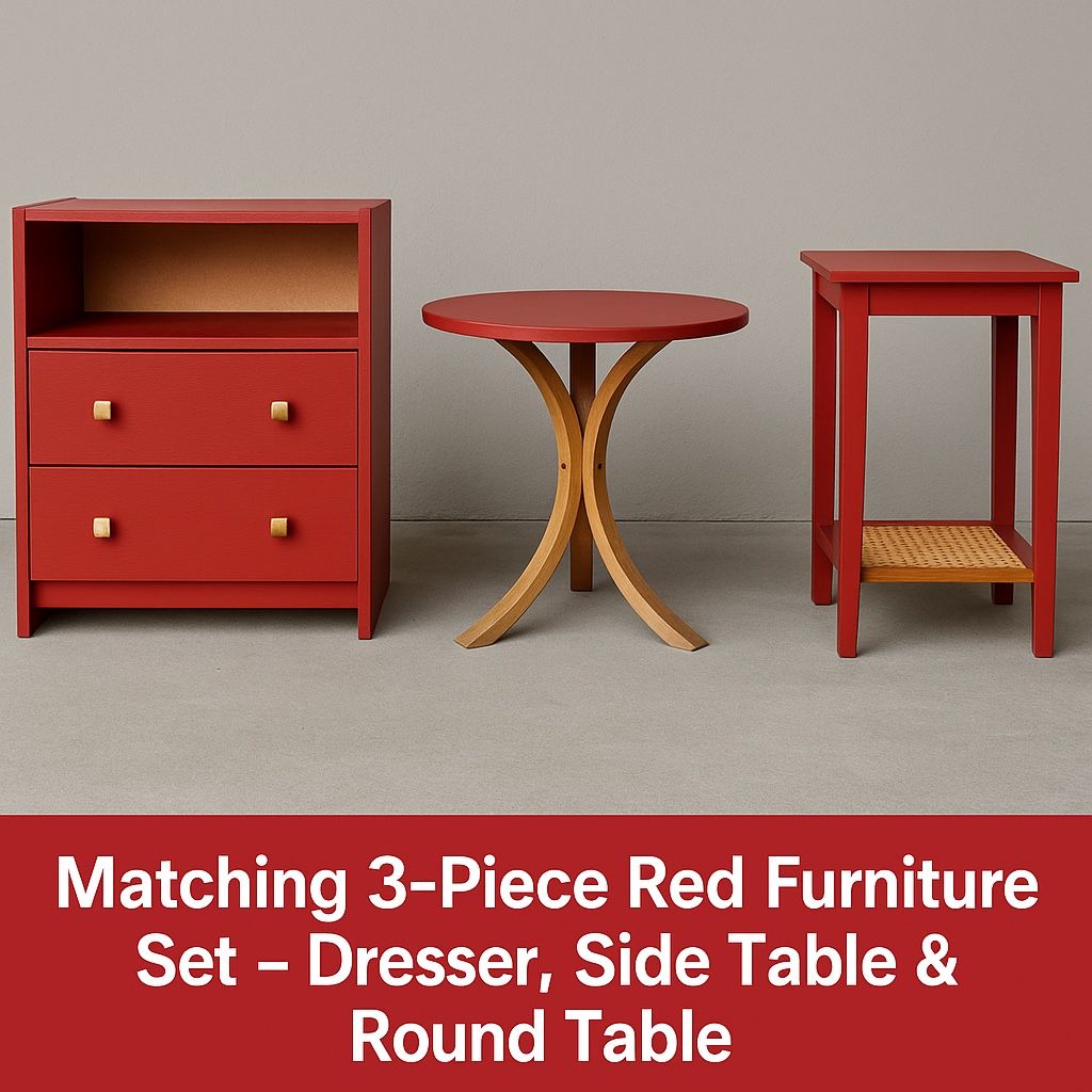 Modern 3 Piece Red Furniture Set