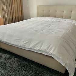 Crate & Barrel Tate Upholstered Queen Bed