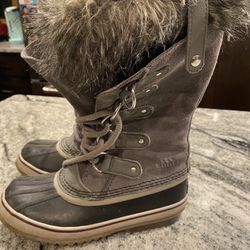 Sorel Boots  Joan Of Arc Gray Leather Waterproof Snow Boots 