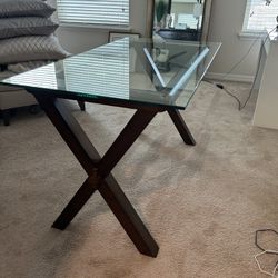 Pottery Barn Modern Glass Top Desk, Great Condition,top Glass Is Removable 