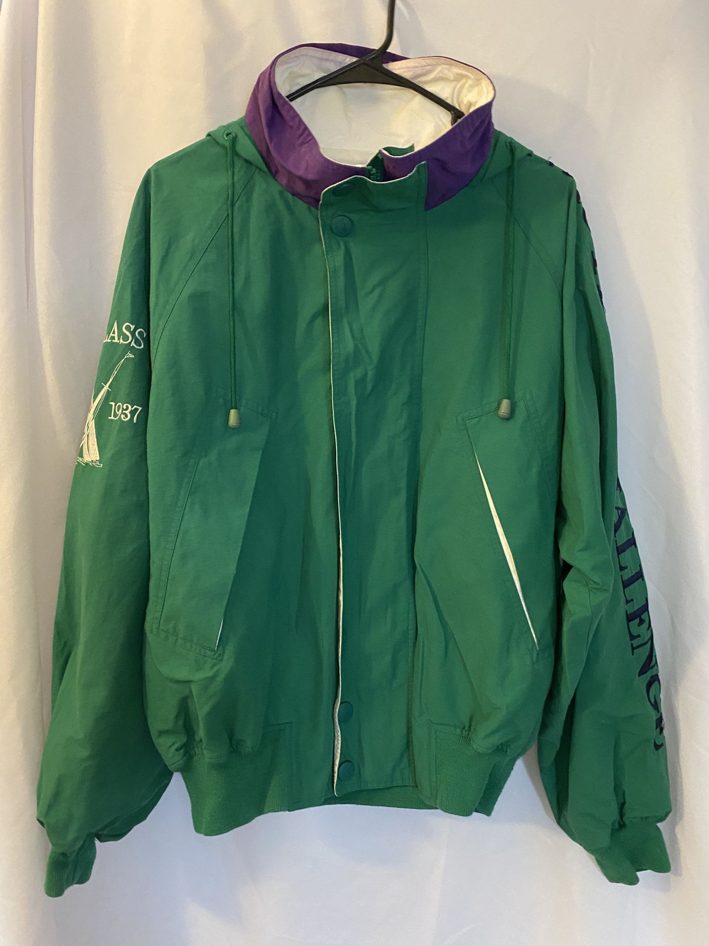 Vintage 90s Nautica Mens J-Class Nautica Challenge Sailing Hooded Jacket Size M