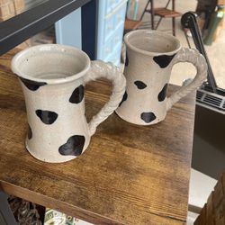 Ceramic Pottery Cow Print Painted Mugs 